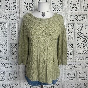 Meaghan Mae Knit Light Green Chunky 3/4 Bell‎ Sleeve Size Small